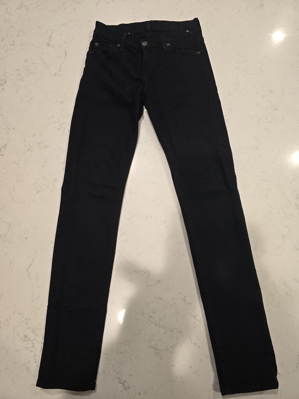 7 For All Mankind The Slim Cigarette Jeans in Black size 24 Extra Small - Picture 5 of 7
